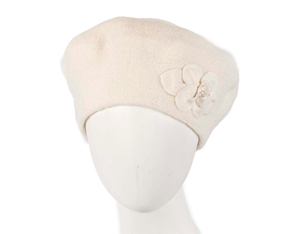 European made woven cream beret